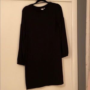 Peplum sleeve black dress
